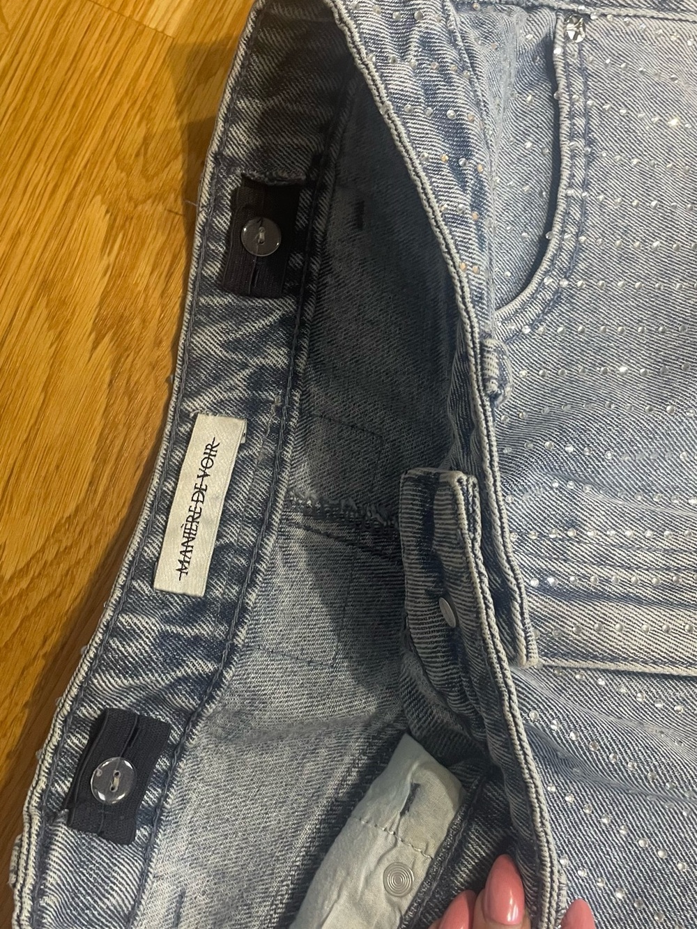 Maniere de vior Blue sequin Denim Two-Piece Set - Picture 3 of 6